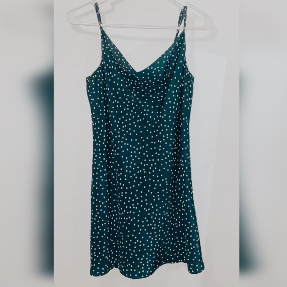 Princess Polly green polka dot slip dress